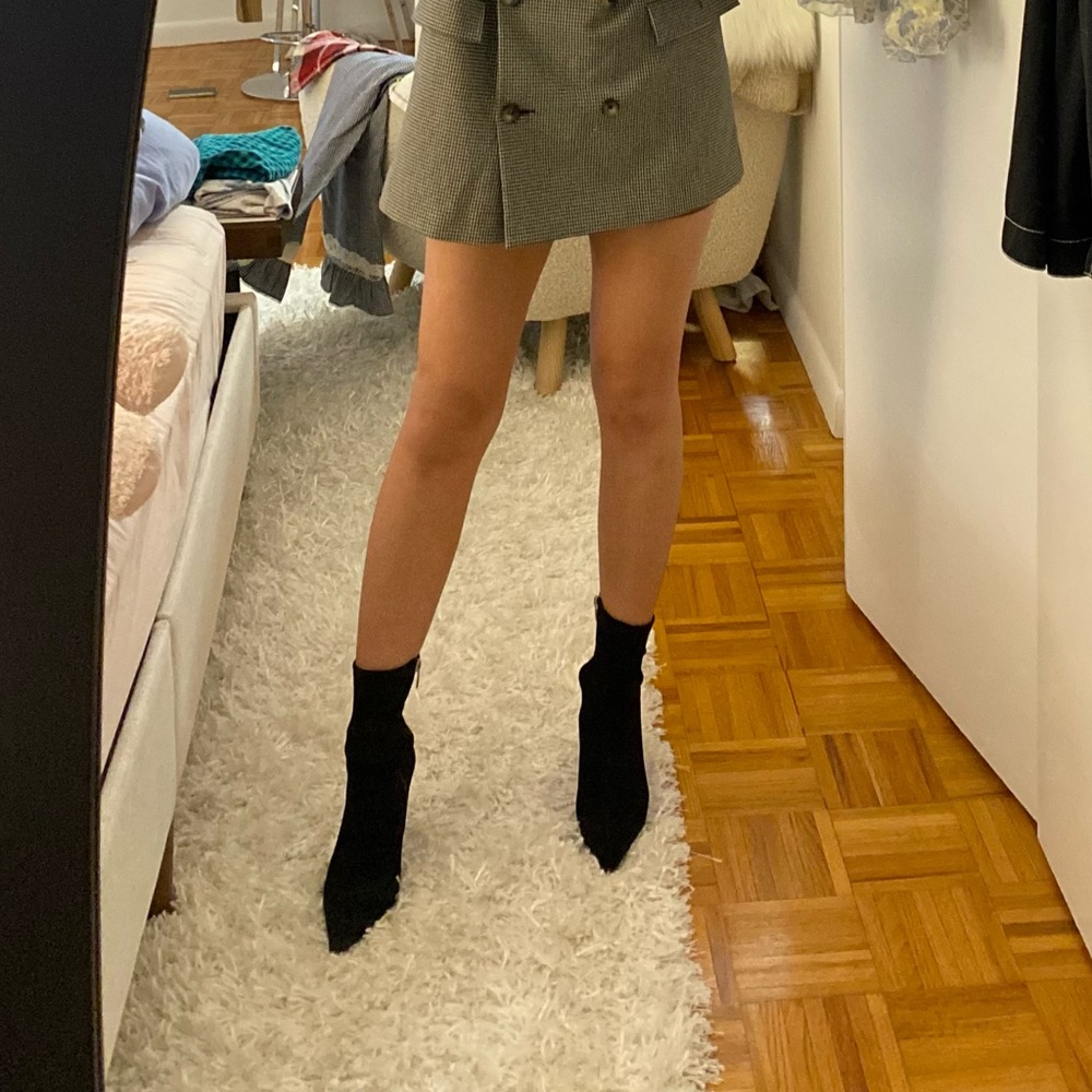 Pointed Toe Suede Heeled Sock Boots